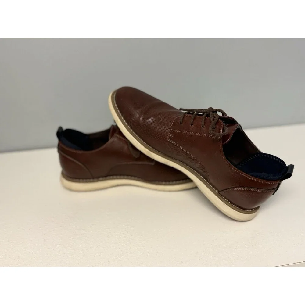MADDEN Steve Madden Mens Brown Perforated Leather Derby Oxford Shoes Size 11 US